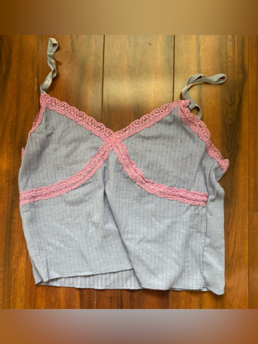 wild fable Ribbed Lace-Trim Cami Tank Top - Purple & Pink